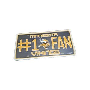 Minnesota Vikings #1 Fan Embossed Metal License Plate‎ Tag NFL New